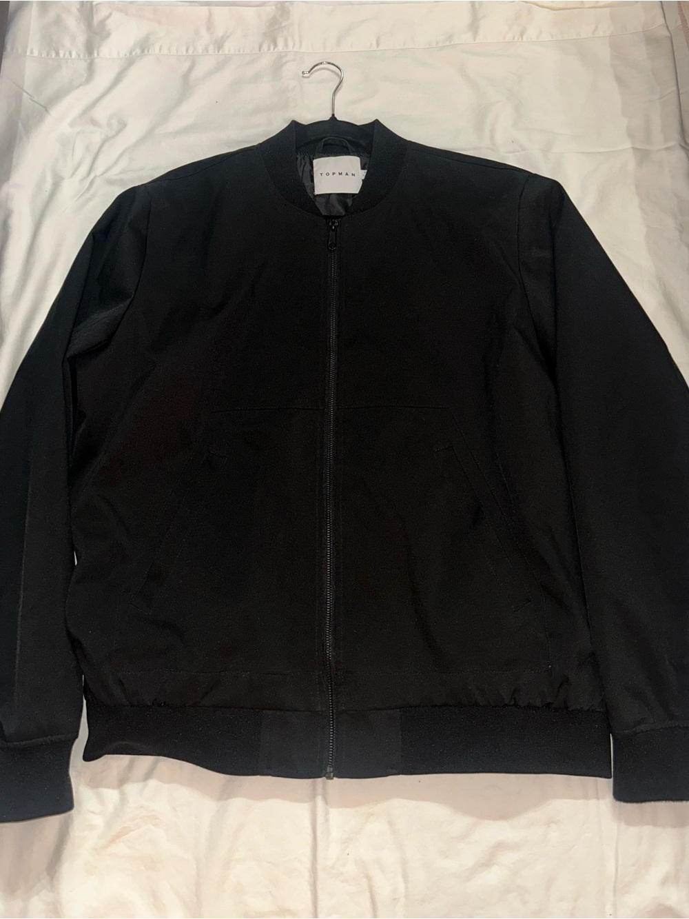 Topman Black Bomber Jacket with Zip Front